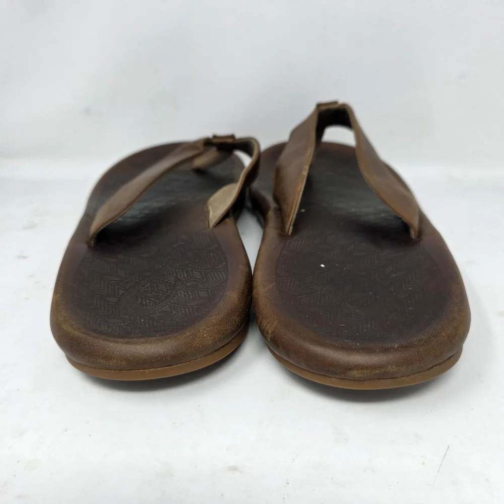 OluKai Brown Leather Thong Sandals
